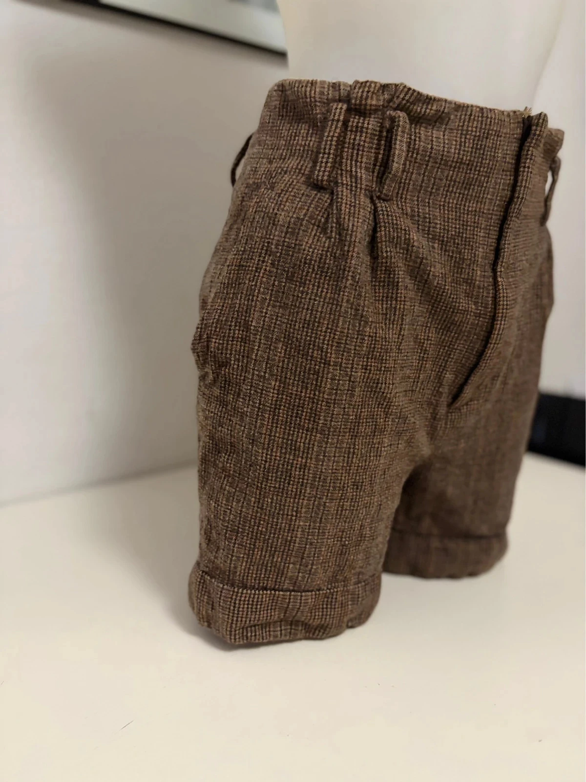 🌸 Short Zara Woman 100 % laine à carreaux bruin – Maat M – Chique hoge taille – photo 3